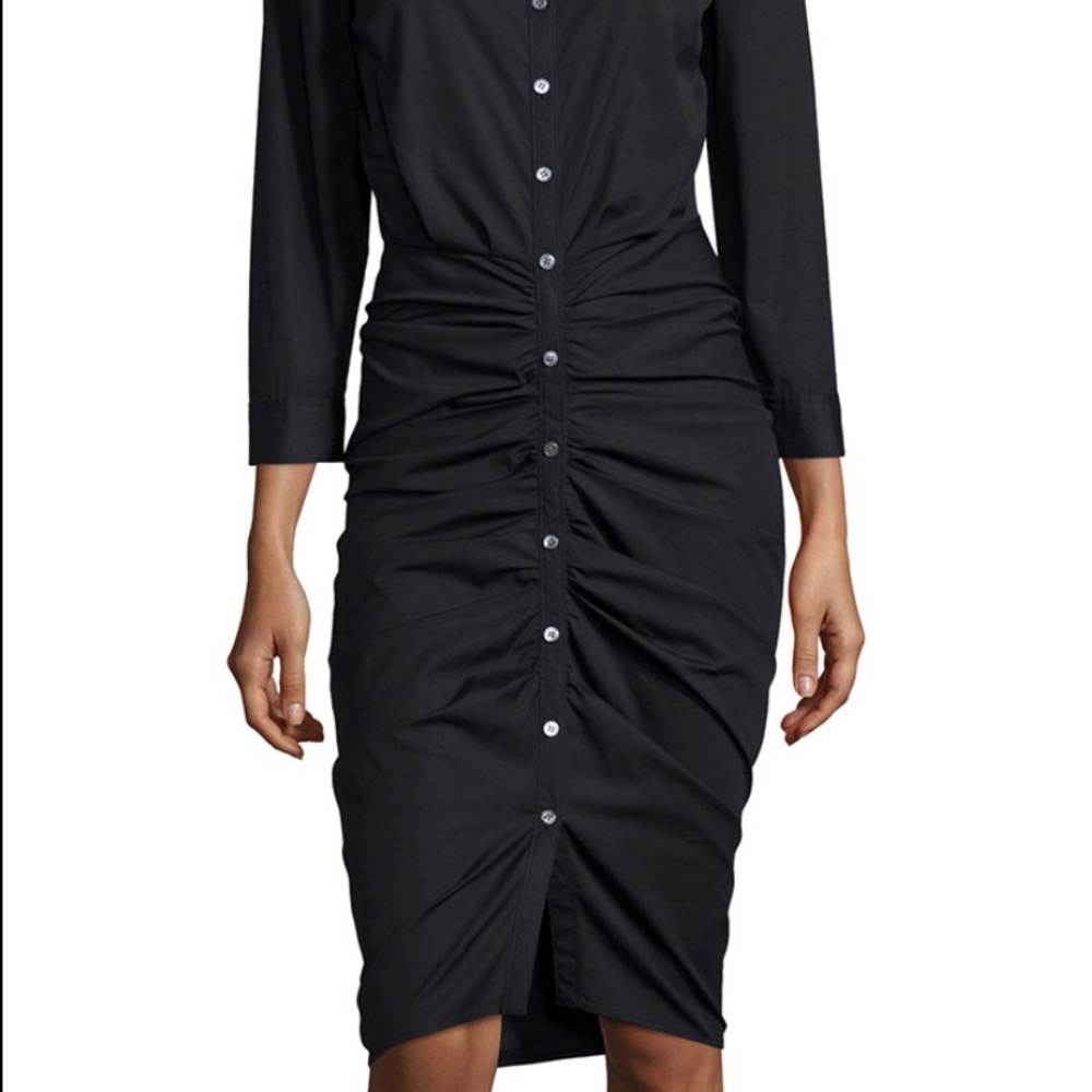 Veronica Beard Rushed Stretch Cotton Poplin Midi Button-front Shirtdress size 8